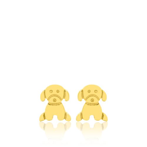 Παιδικά σκουλαρίκια ασήμι 925, κίτρινο επιχρύσωμα 24Κ, σκύλος.