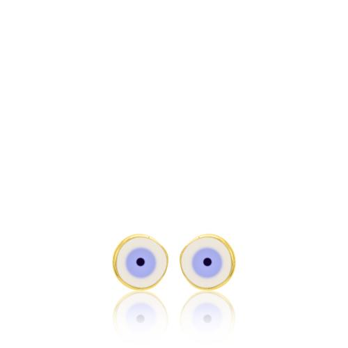 24Κ Yellow gold plated sterling silver earrings, turquoise enamel evil eye.