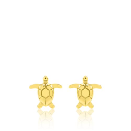 24Κ Yellow gold plated sterling silver earrings, turtle.