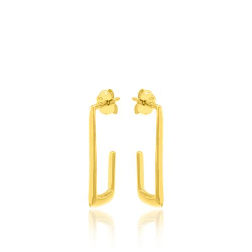 24Κ Yellow gold plated sterling silver earrings, rectangle.
