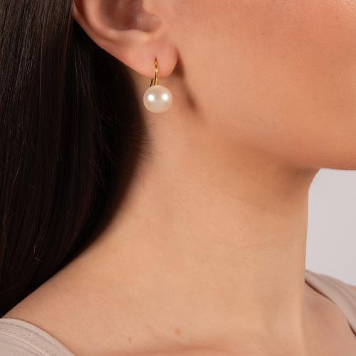 24Κ Yellow gold plated sterling silver earrings, pearl.