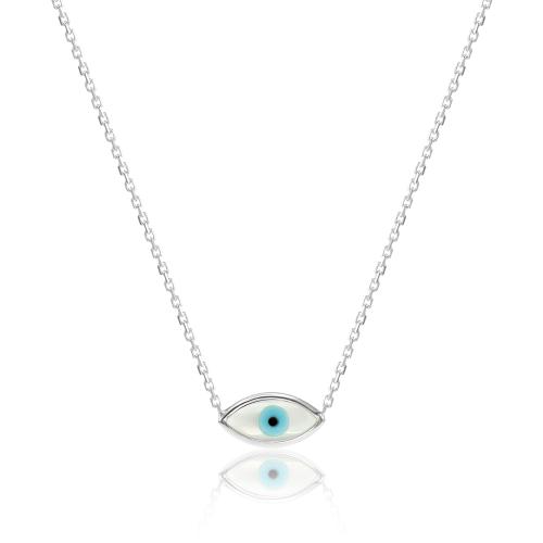 Sterling silver necklace, evil eye.