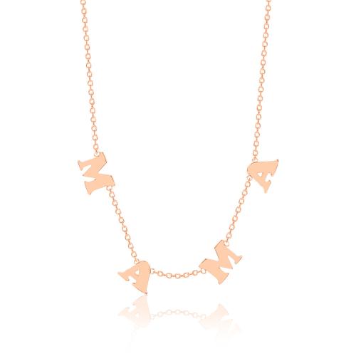Rose gold plated sterling silver necklace, "MAMA".