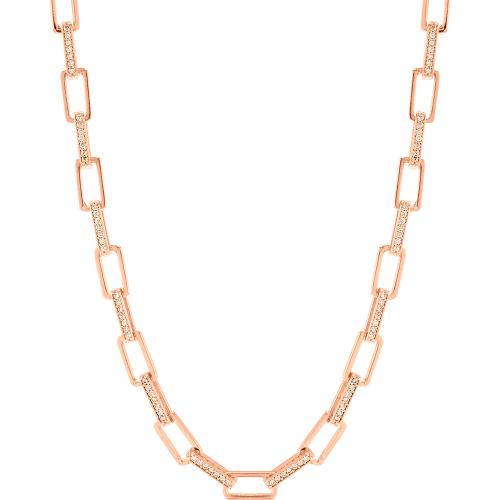Rose gold plated sterling silver choker, white cubic zirconia.
