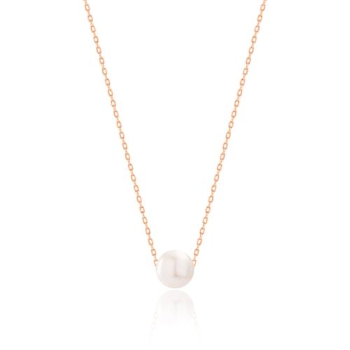 Rose gold plated sterling silver necklace, pearl.
