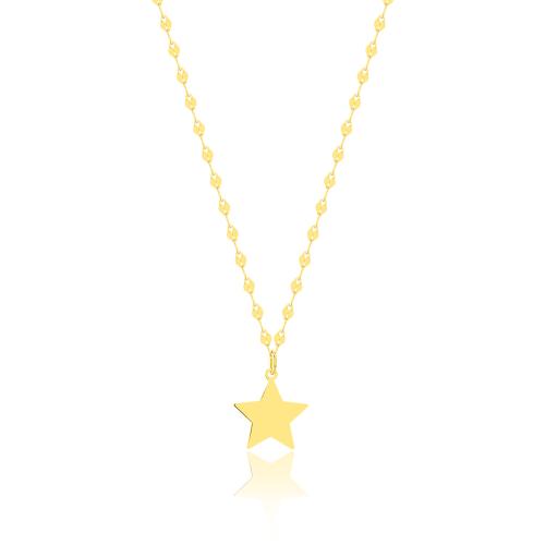 Yellow gold plated sterling silver necklace, star and coins.