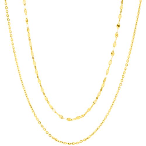 Yellow gold plated sterling silver necklace, double chain.