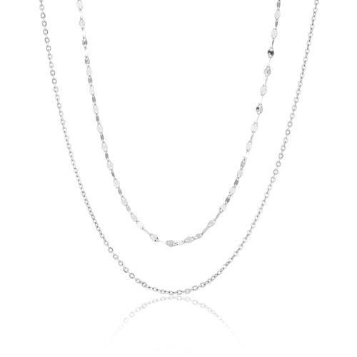 Sterling silver necklace, double chain.