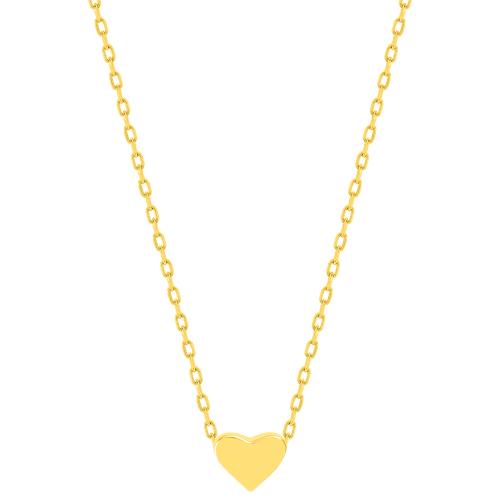 Yellow gold plated sterling silver necklace, heart.