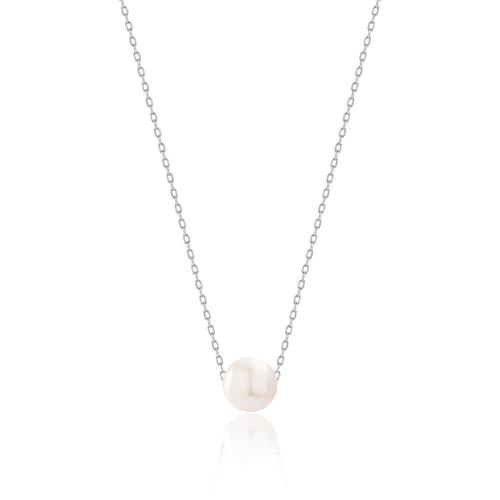 Sterling silver necklace, pearl.