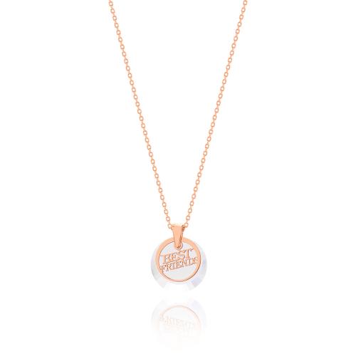 Rose gold plated sterling silver necklace, "BEST FRIENDS" crystal.