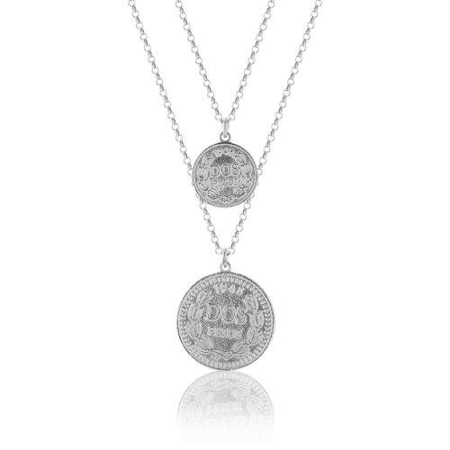 Sterling silver double necklace, coin with Queen Elisabeth.