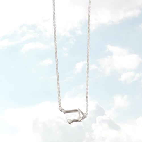 Zodiac constellation of Libra, sterling silver necklace with white cubic zirconia.