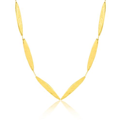24K Yellow gold plated sterling silver necklace, leaves.