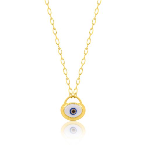 Κολιέ ασήμι 925, κίτρινο επιχρύσωμα 24Κ, μάτι από γυαλί Μουράνο.