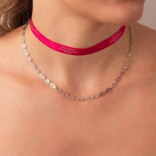 Sterling silver double necklace, hammerd ovals.