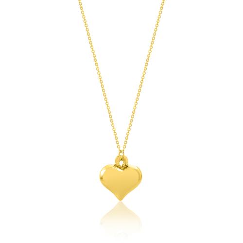 24Κ Yellow gold plated sterling silver necklace, heart.