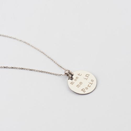 Sterling silver necklace, ''Meet me in Paris'' coin.