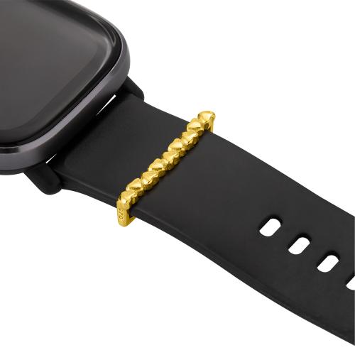 Κόσμημα για λουράκι smartwatch, ασήμι 925, κίτρινο χρυσό επιχρύσωμα, καρδιές.