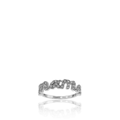 Sterling silver ring 'mama', white cubic zirconia.