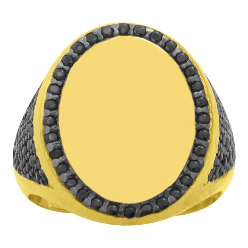 Δαχτυλίδι κίτρινο επιχρυσωμένο ασήμι 925, μαύρα ζιργκόν.