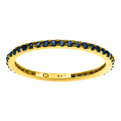 Δαχτυλίδι κίτρινο επιχρυσωμένο ασήμι 925, μπλε ζιργκόν.
