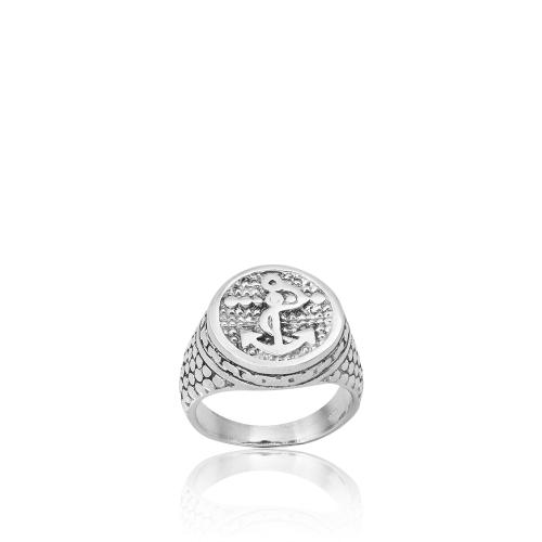 Sterling silver men's ring, anchor.