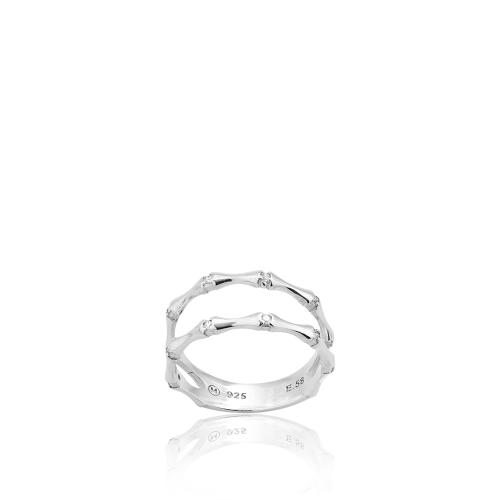 Δαχτυλίδι διπλό ασήμι 925, λευκά ζιργκόν.