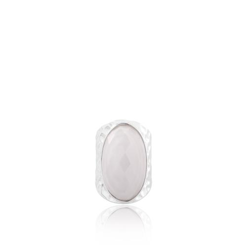 Δαχτυλίδι ασήμι 925, σφυρήλατο, λευκή ημιπ. πέτρα.