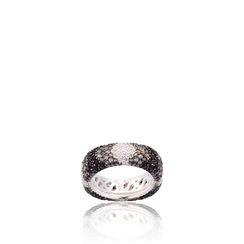 Δαχτυλίδι ασήμι 925, μαύρα και λευκά ζιργκόν.