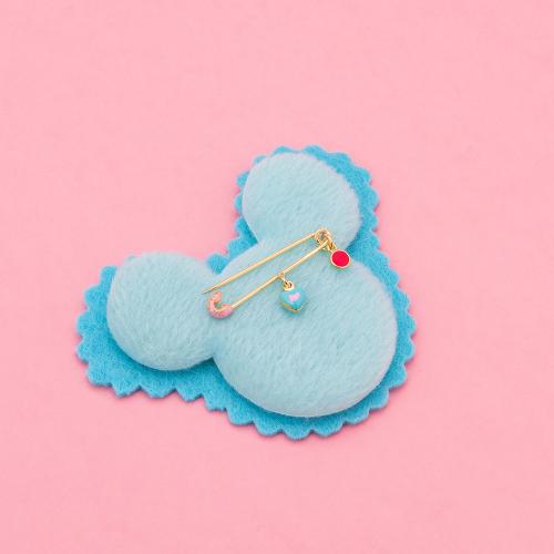 Yellow gold plated sterling silver safety pin, pink and turquoise enamel heart.